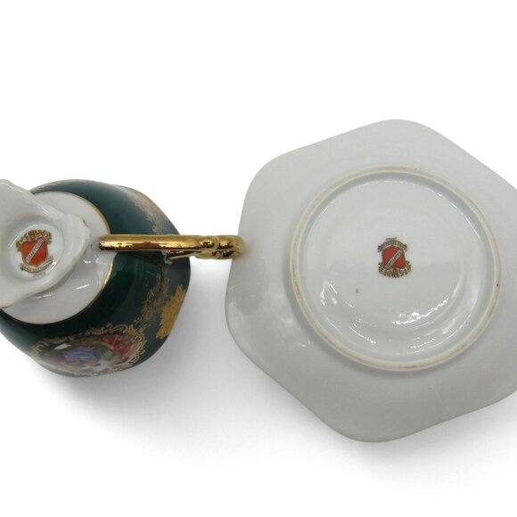 SHAFFORD Footed Tea Cup And Saucer With Victorian Scene Japan Vintage - Picture 9 of 12